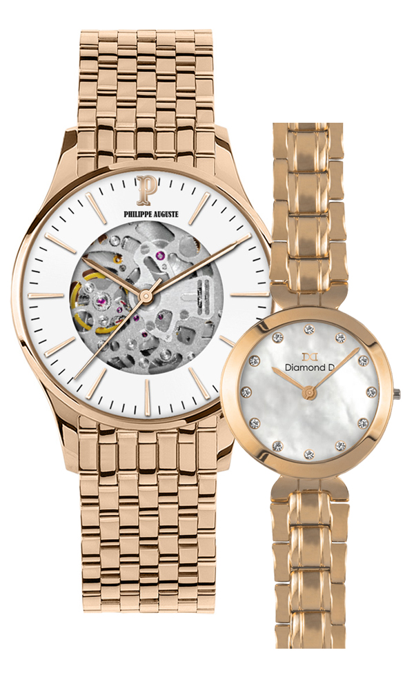 Đồng hồ Philippe Auguste PA5008H + Diamond D DD6016E